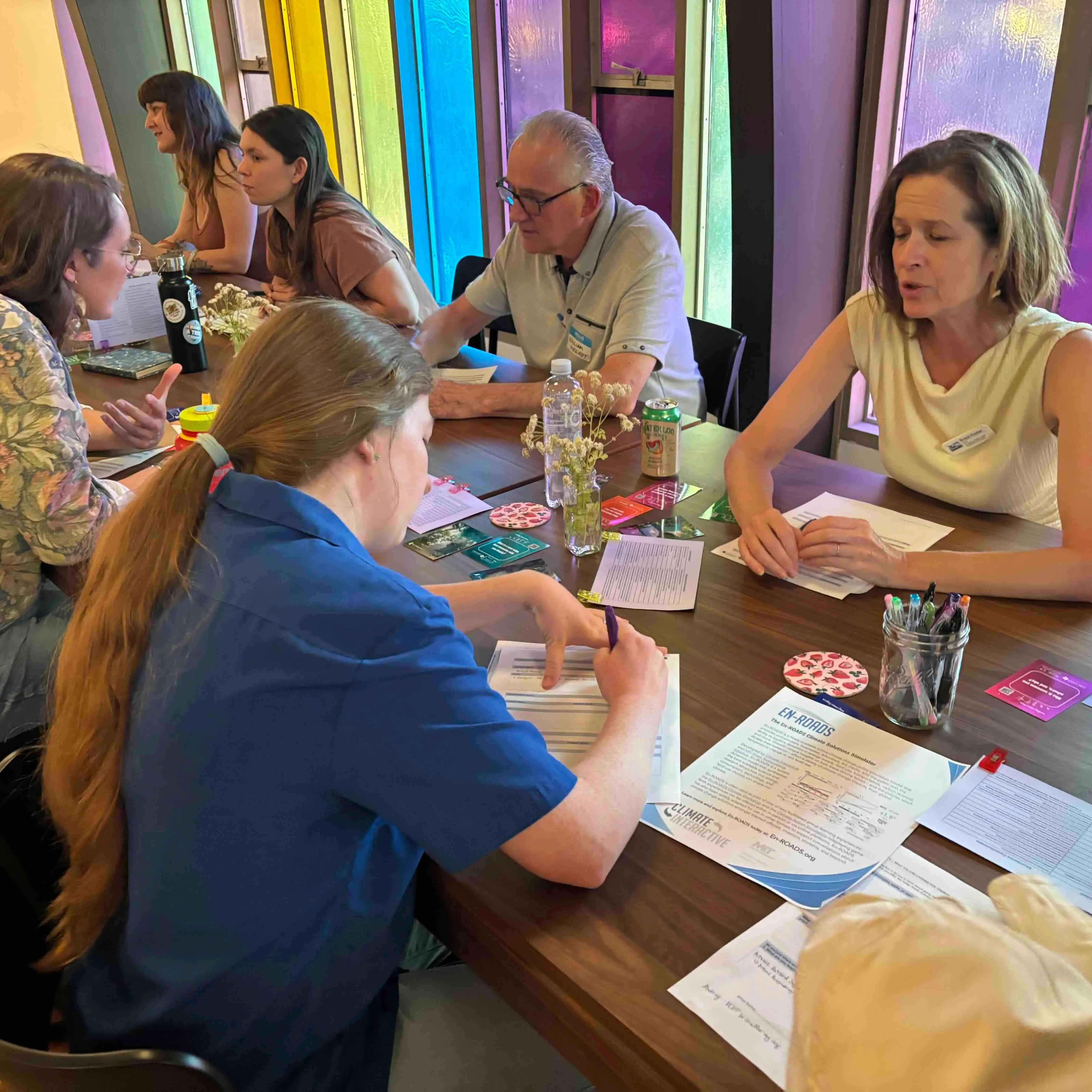 Workshop table with participants